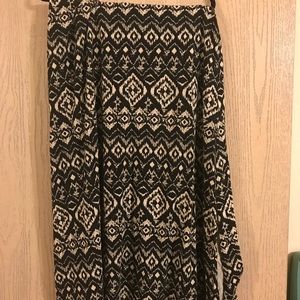 Black and Tan Tribal Print Maxi Skirt